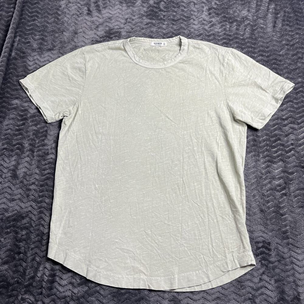 Buck Mason T Shirt Slub Curved Hem Tee Olive Green Mens Size Medium